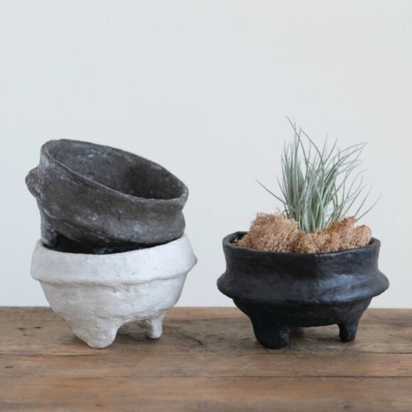 Decorative Paper Maché Footed Bowls - Picture 3 of 7